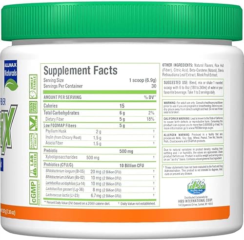 Miniatura 2 de ALLMAX Naturals - FiberBiotix - Apoya la salud gastrointestinal, la desintoxicación y la digestión para un intestino sano y feliz (7.30 oz, naranja)