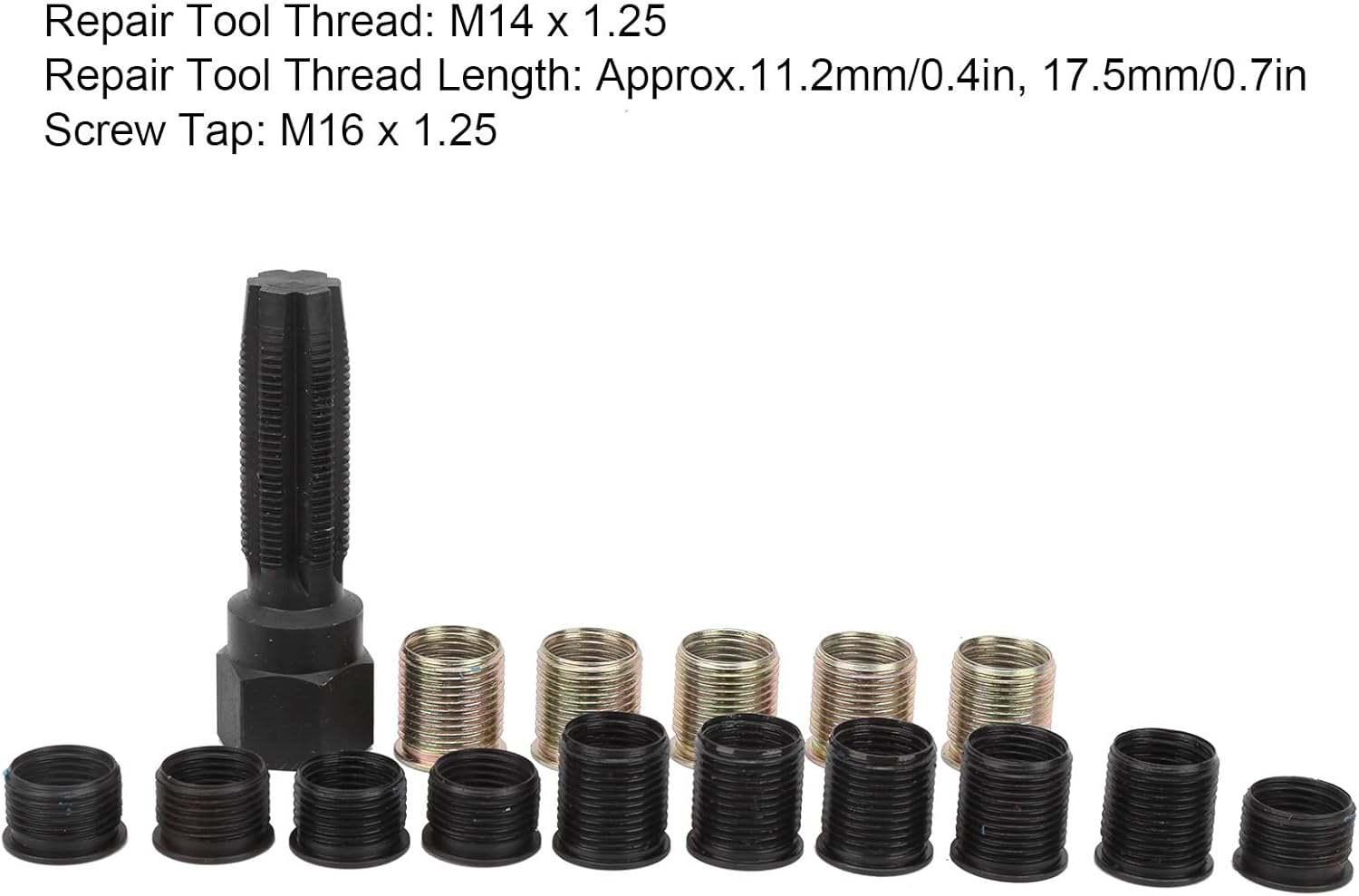 Topyond M14x1.25 Spark Plug Thread Repair Kit, Carbon Steel Screw Tap Rethread Tool Set with Portable Toolbox, High Durability, Efficient Damage Repair for Automotive Maintenance