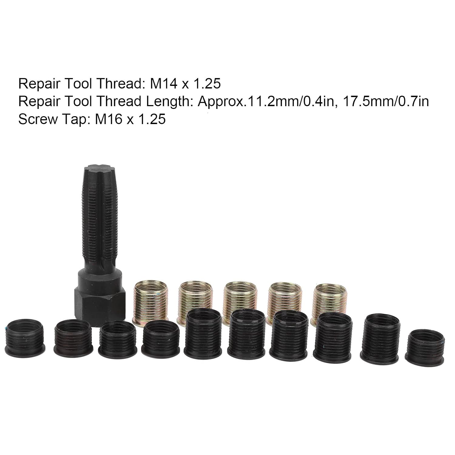 Spark Plug Rethread, Spark Plug Thread Repair Tool, M14x1.25 Screw Tap Portable Carbon Steel Rethread Kit