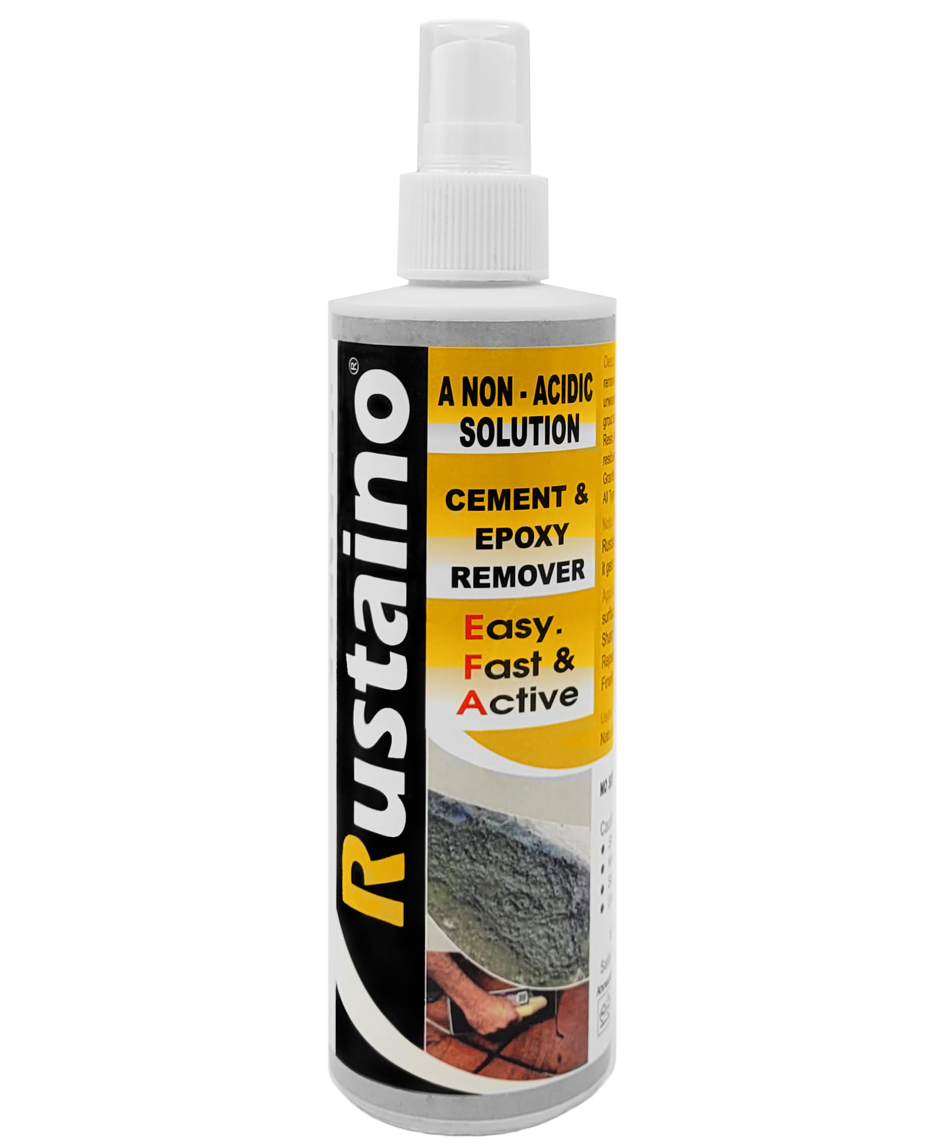 RUSTAINO Non Acidic Cement Remover – Heavy Duty Liquid Cleaner for Removing Cement Residue & Deposits – Safe for Tiles, Granite, Marble, Stone & Most Surfaces (250 ML)