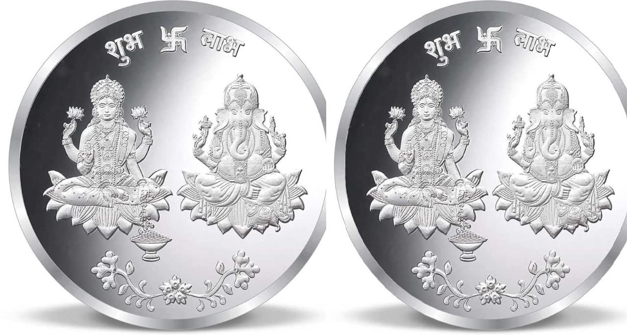 Luxmi Ganesh Ji Coin Diwali Deepawali Dhanteras Silver Coin 10 Gm Pure 999 Set of 2 RISC020220221 RISC001221