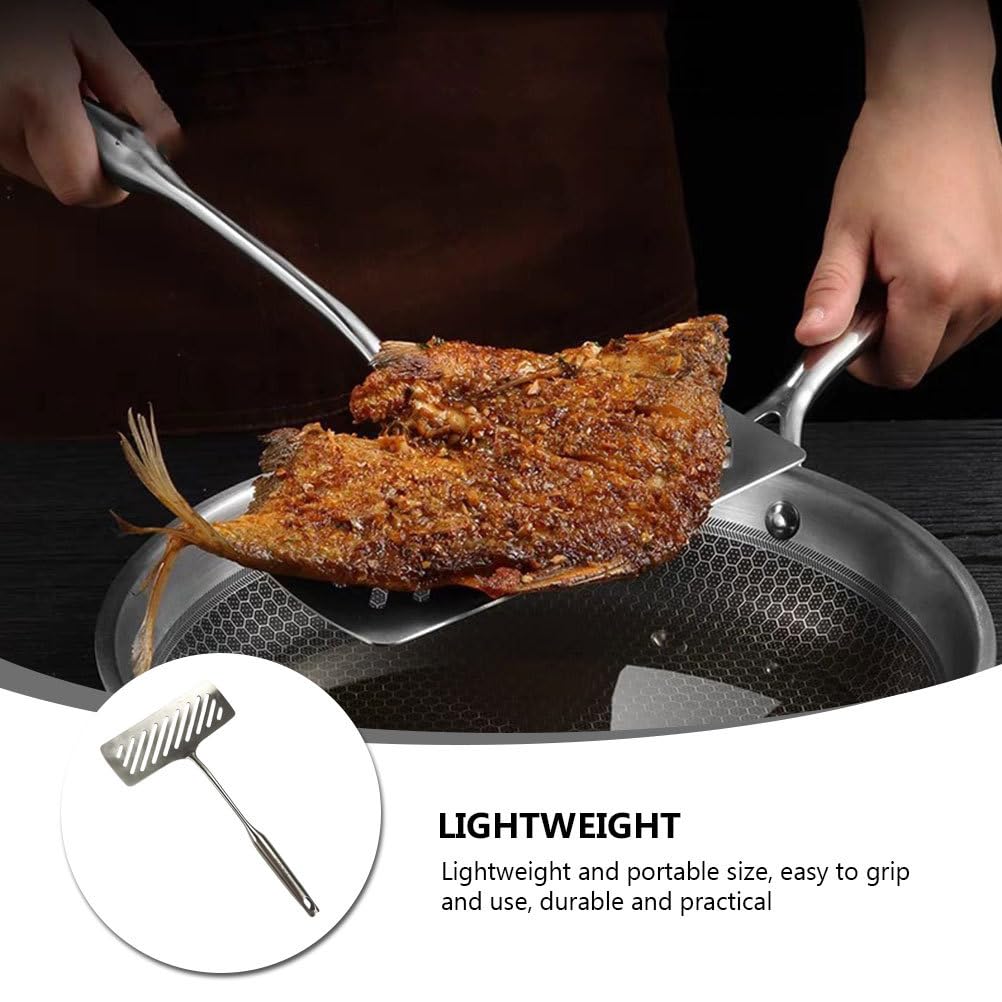 Cabilock Espátula de silicona, 1 espátula de pescado, de acero inoxidable, metal, asador, espátula, espátula, espátula, espátula, espátula, espátula, espátula, espátula, pescado, cocina, gimnasta