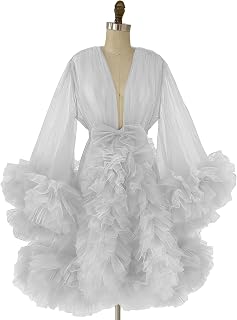 Women's Short Bridal Robes Soft tulle Bridal Dressing Gown Sexy Illusion Lingerie Sleepwear