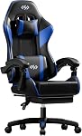 HLDIRECT Gaming Chair for Adults, Ergonomic Computer Chair with Footrest & Linkage Armrest, High Back Gamer Chair with Lumbar Support, Adjustable Game Chair, 360° Swivel, 300LBS (Black & Grey)
