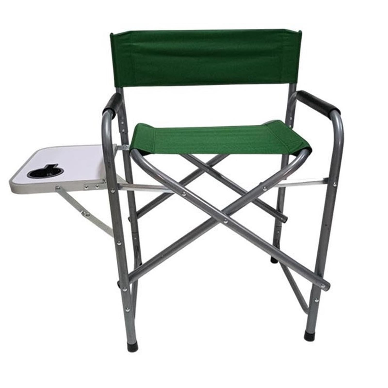 Sedia da Regista Pieghevole con Tavolino Laterale e Porta Bicchiere per Campeggio Giardino Pesca e Outdoor in Metallo e Tessuto Poliestere 600D cm 83x47x80 poltrona Comfort (verde)