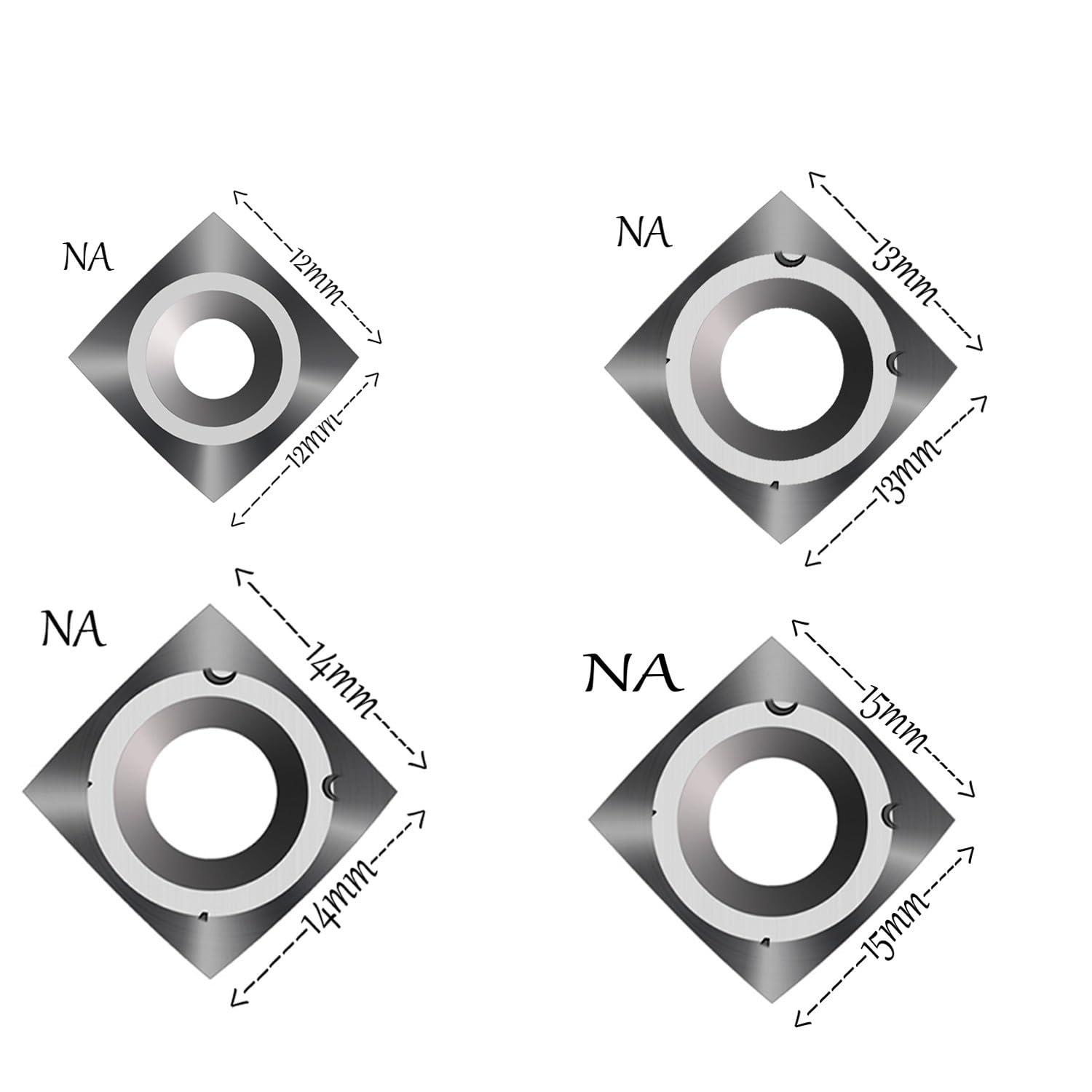 Wymienne wkładki z węglika spiekanego 12 mm, 14 mm, 13 mm i 15 mm kwadratowe wkładki z węglika spiekanego dla narzędzi tokarskich (10 sztuk)(B 13x13x2.5-10 szt.)