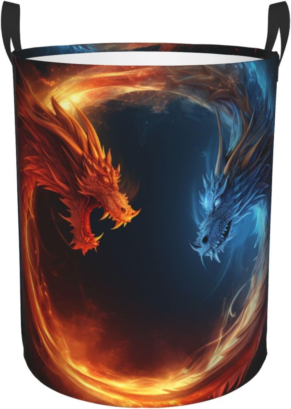 Laundry Basket Hamper Fire and ice dragons Waterproof Dirty Clothes Hamper Collapsible Washing Bin Clothes Bag with Handles Freestanding Laundry Hamper for Bathroom Bedroom Dorm Travel