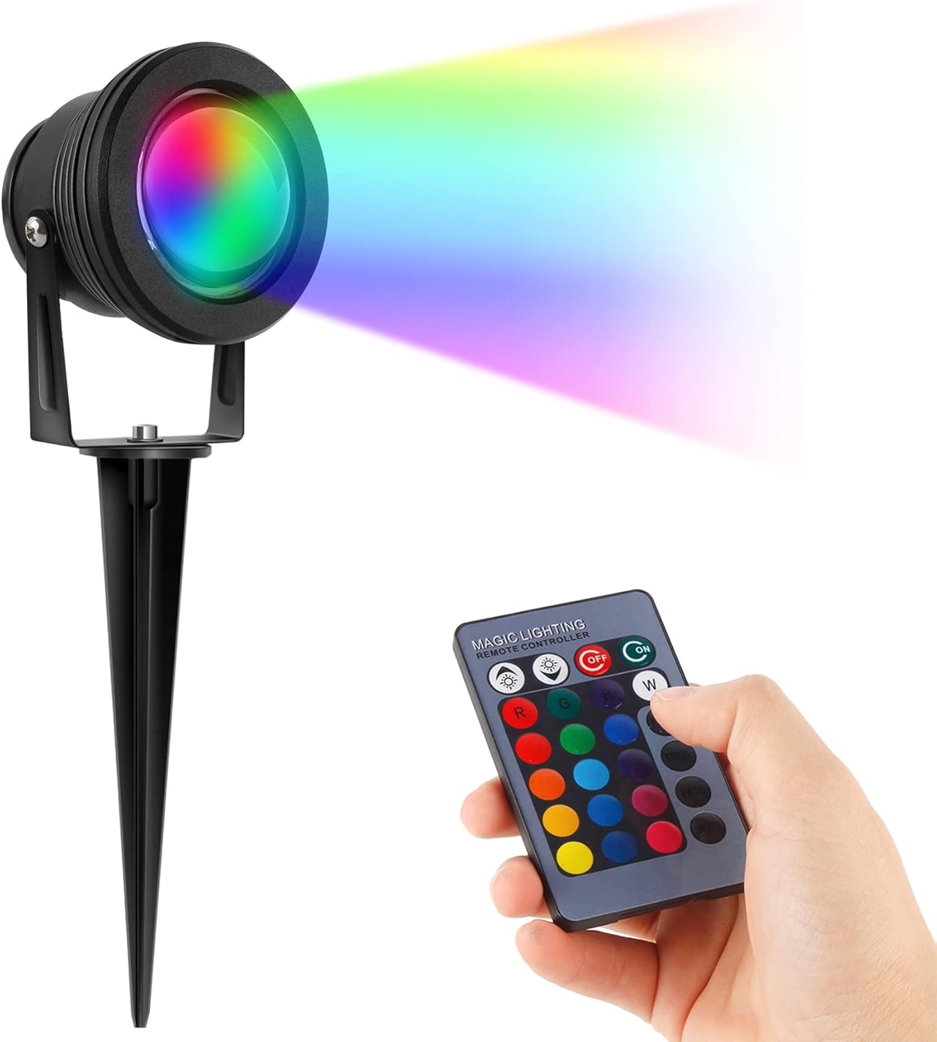 Kefflum 10W RGB LED Gartenleuchte Scheinwerfer, Spotbeleuchtung Memory