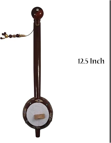 Miniatura 5 de India Meets India EktaraTumbi de madera hecha a mano marrón artículo colectivo decorativo para decoración del hogar oficina estantes de libros