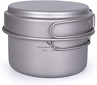 Vista 9 de Juego de sartenes de titanio con mango plegable para acampar al aire libre, sopa, tazón, sartén, kit de utensilios de cocina de picnic