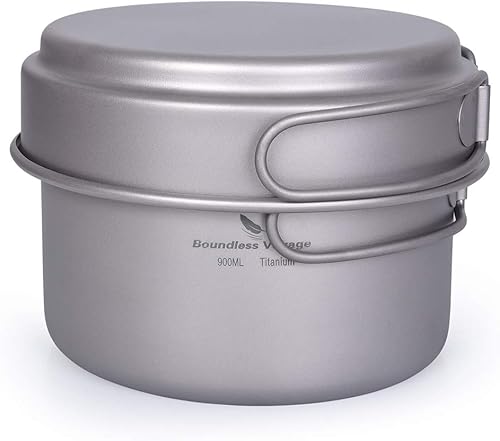 Miniatura 9 de Juego de sartenes de titanio con mango plegable para acampar al aire libre, sopa, tazón, sartén, kit de utensilios de cocina de picnic