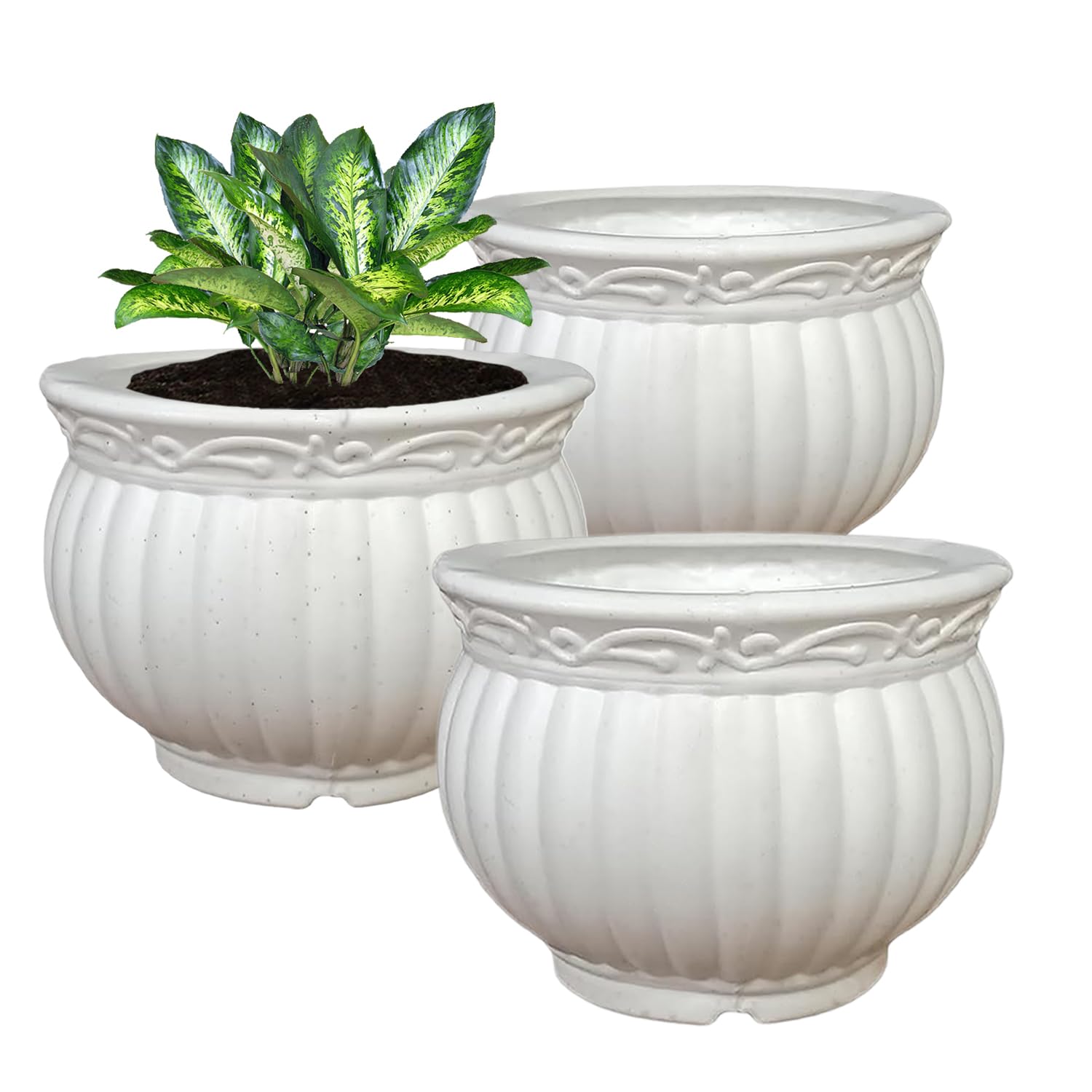 Kuber Industries Kanha Matki Flower Pot | Flower Planter Pots for Indoor & Outdoor | Pot for Garden & Balcony Flowering | 8 Inch | Pack of 3 | White (B0CW5LXKZ4) Amazon Price History, Amazon Price Tracker