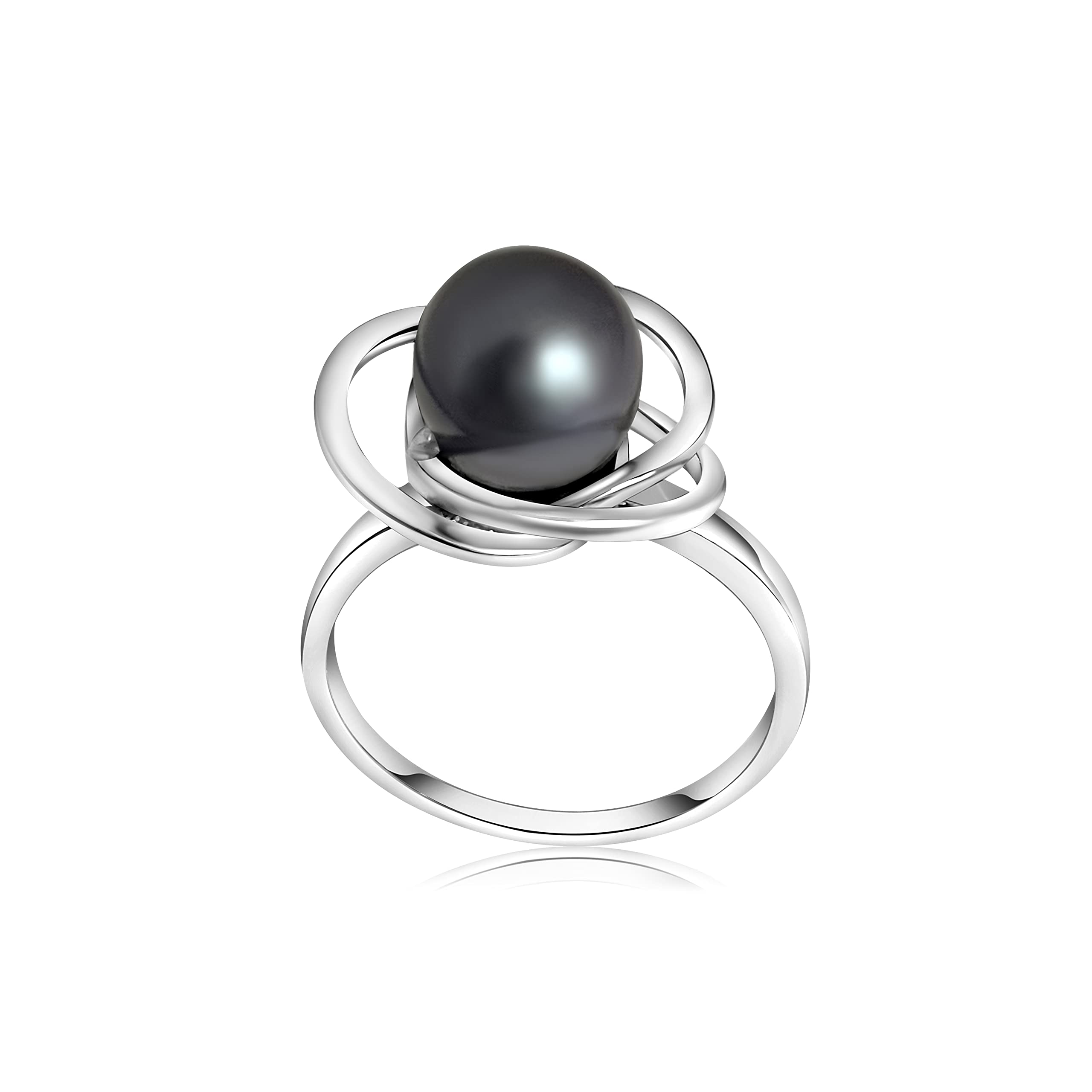 925 Sterling Silver 3D Flower Ring with Peacock Oval Pearl -Flower Twist Ring - Floral Blossom Ring