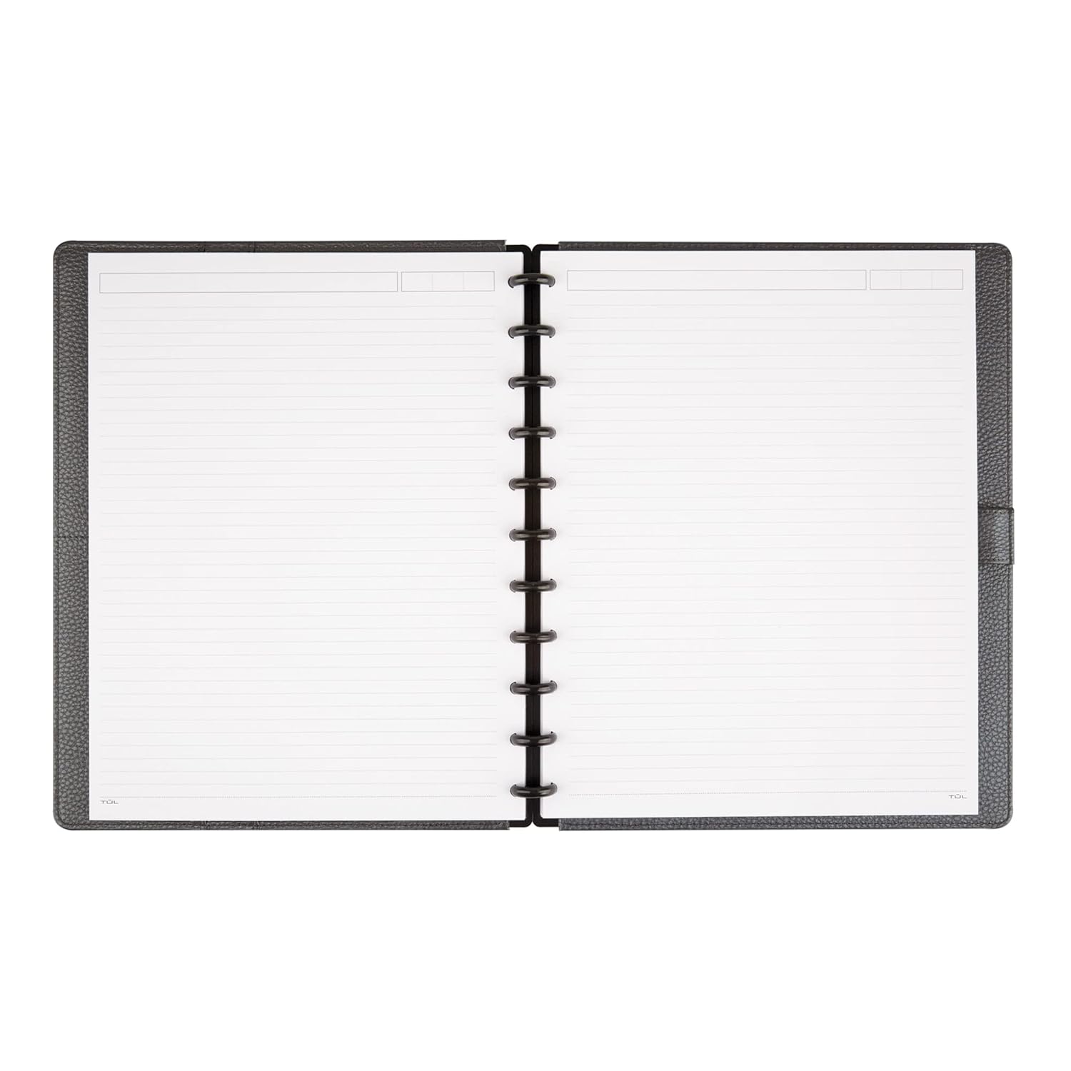 TUL Elements Custom Note-Taking System Discbound Notebook, 8 1/2" x 11", Narrow Ruled, 120 Pages (60 Sheets), Gunmetal/Pebbled      Unknown Binding