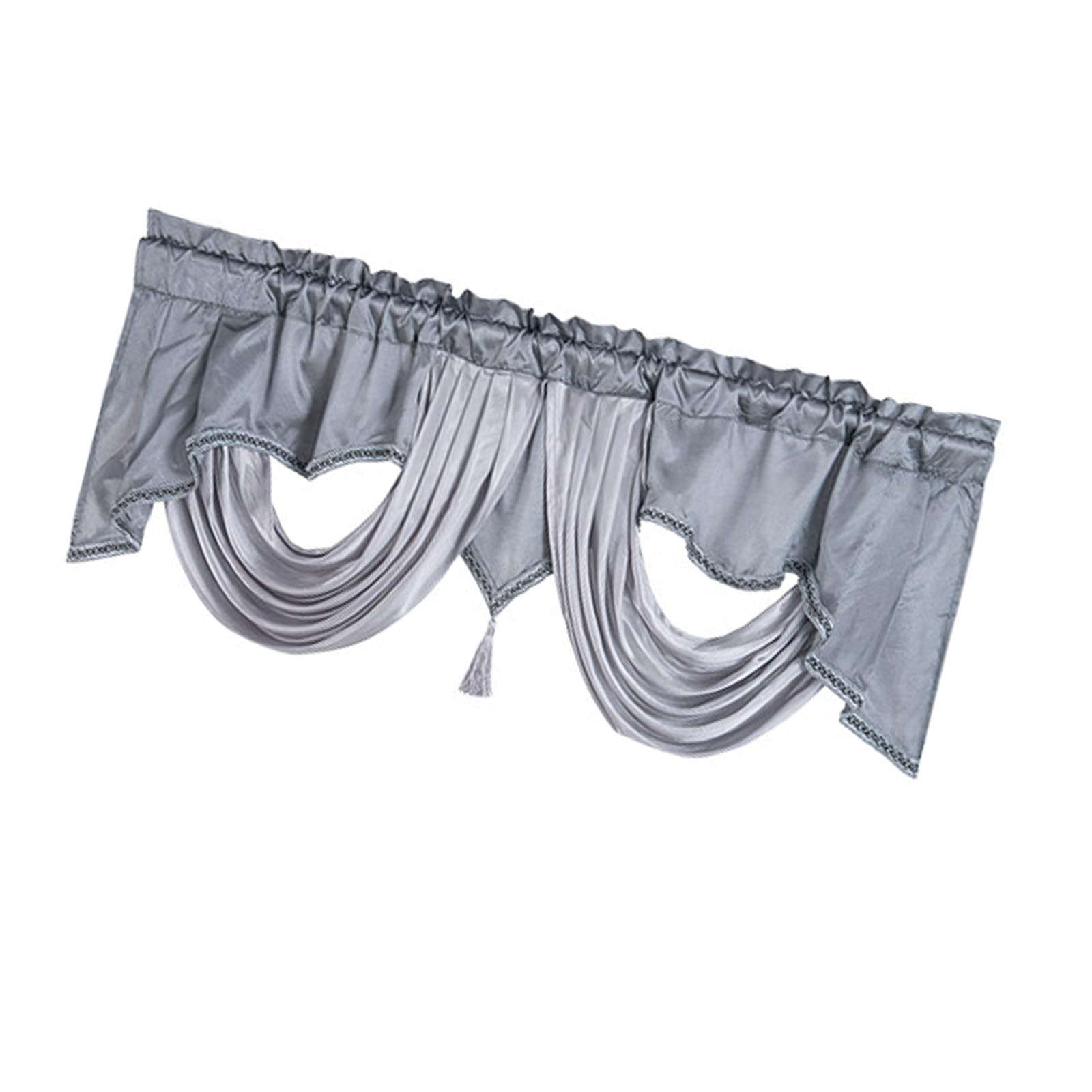 Buxuaaaa Waved Waterfall Valance with Tassels & Rod Pocket Light-Filtering Window Drape for Bedroom or Living Room Decor Waved Waterfall Valance with Tassels & Rod Pocket Light-Filtering Window Drape
