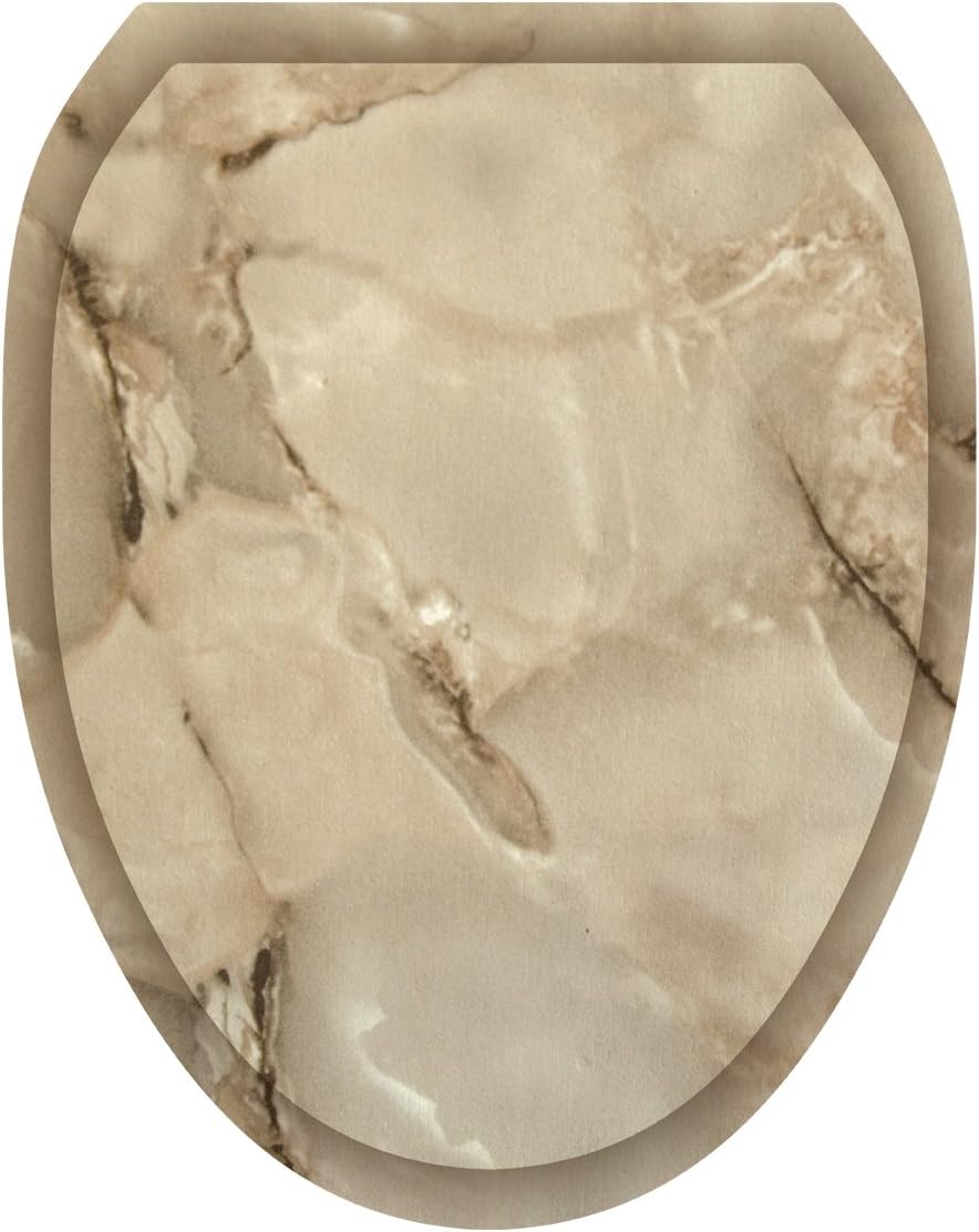 Toilet Tattoos, Toilet Seat Cover Decal, Taupe Marble, Size Elongated