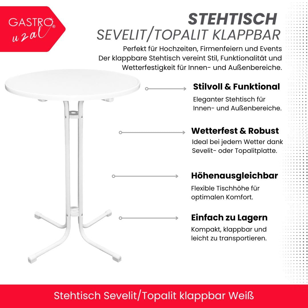 Stehtisch Bistrotisch Sevelit/Topalit klappbar Weiß (80 cm)