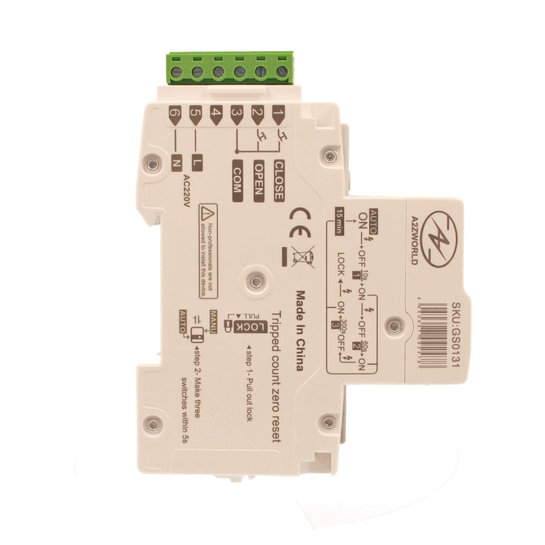 Interruttore Differenziale Riarmo Automatico 25A, Salvavita Tipo A 30mA, 3 Tentativi (10s/60s/300s), Occupa 3 Moduli DIN, RCCB 1P+N 6kA 220V, Display A Led