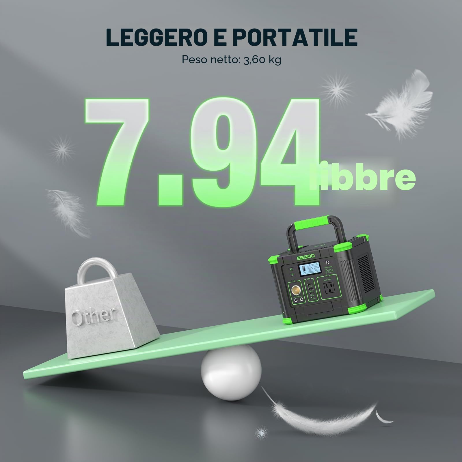 GRECELL Portable Power Station 300W, 230Wh LiFePO4 (LFP) Battery, 1.5hrs Fast Charging, 2 Up to 300W(Peak 600W) AC Outlets, Solar Generator for Outdoor Camping/RVs/Home Use