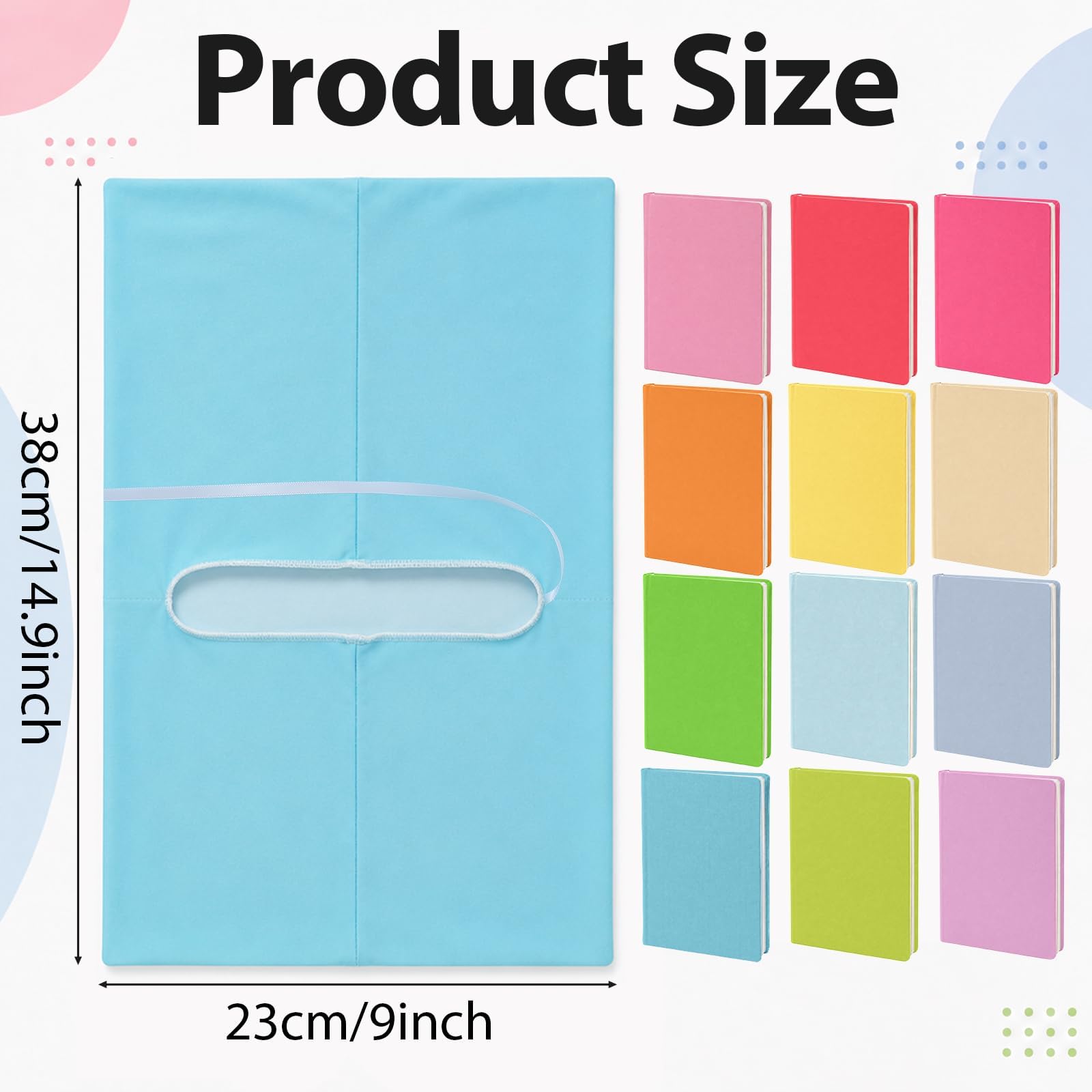gisgfim Paquete de 12 fundas elásticas para libros de texto de tapa dura, lavables y reutilizables, de tela jumbo, libros de hasta 9 x 11 pulgadas, 12 colores surtidos, suministros (pastel)