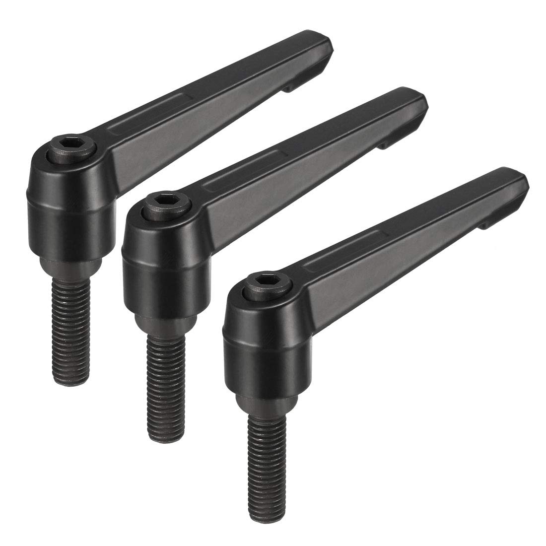 uxcell M10 x 30mm Handle Adjustable Clamping Lever Thread Push Button Ratchet Male Threaded Stud Knobs Locking Rotating Screw Handles Quick Release Bolt Black 3pcs
