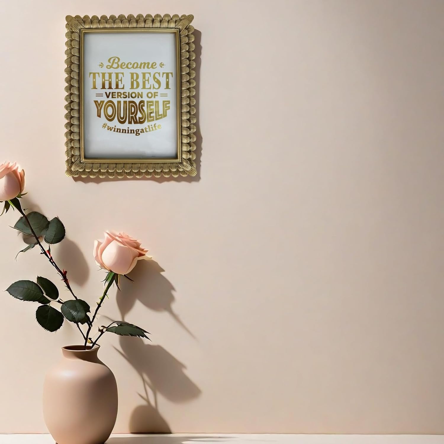 Vintage Picture Frame 6x8 Antique Brass Gold Photo Frames Baroque Art Deco with Glass Front Tabletop Display & Wall Mount(6x8 Antique Gold)