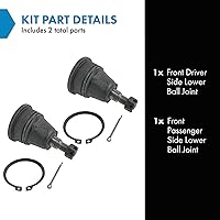 Vista 1245 de TRQ, junta de rótula inferior delantera para el lado del conductor y del acompañante