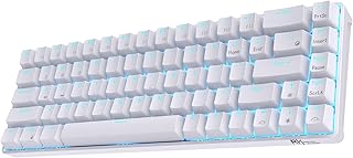 RK Royal KLUDGE RK68 (RK855) Wireless/Wired 65% Compact Mechanical Keyboard, 68 Keys 60% Bluetooth Rechargeable Gaming Keyboard with Macro Keys for Windows and Mac (Blue Switch, White)