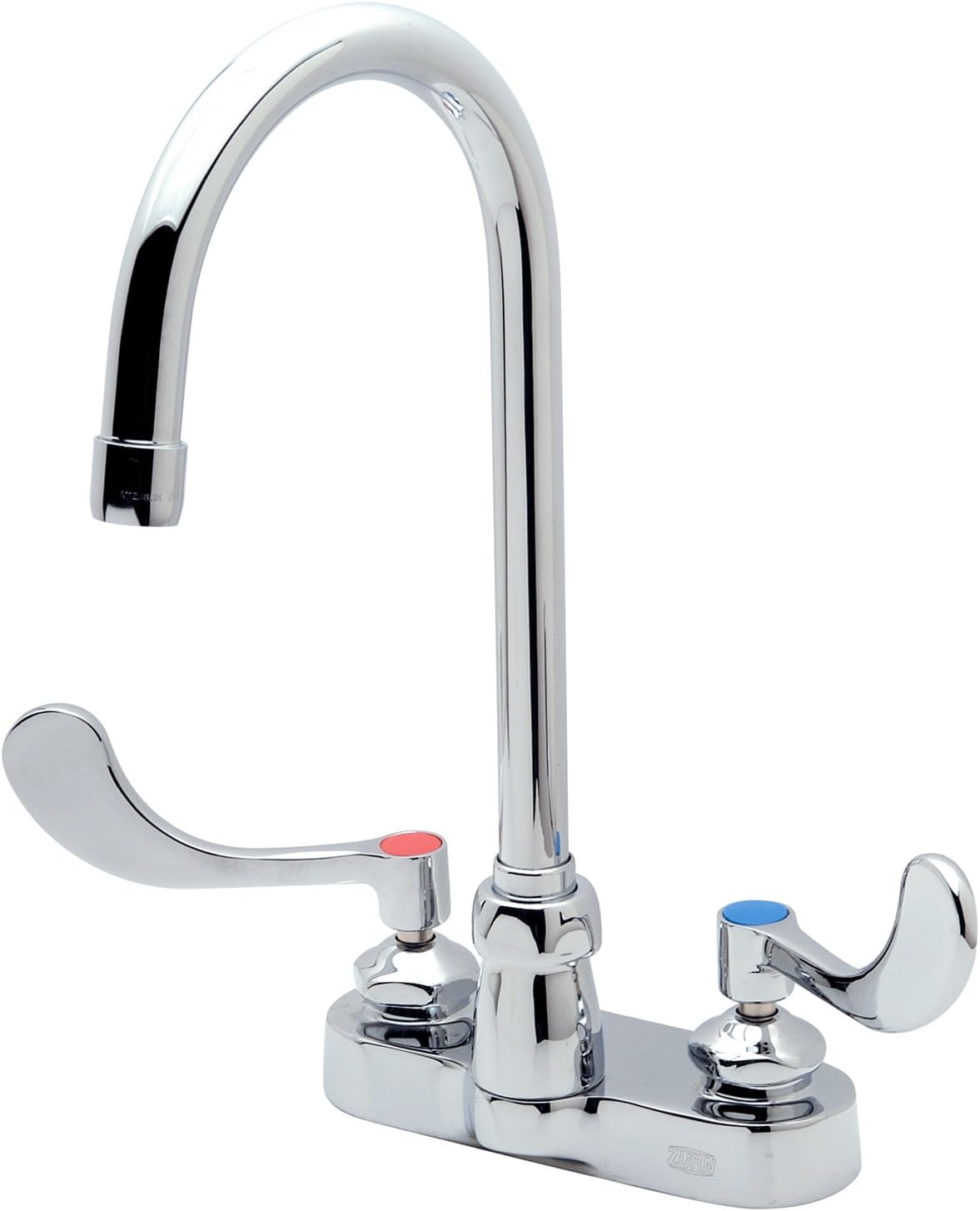 Zurn Z812B4-XL AquaSpec Gooseneck Faucet, 4" Centerset, 5 3/8" Spout, 2.2 GPM Pressure-Compensating Aerator, 4" Wrist Blade Handles, Chrome
