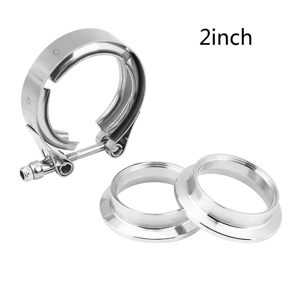 Kit flangia a V per tubo di scappamento turbo, in acciaio inox, per nastro V-band 51 mm, 1,75 V, fascetta a V 48 mm, fascetta a nastro 63 5 V, fascetta a nastro da 2 pollici