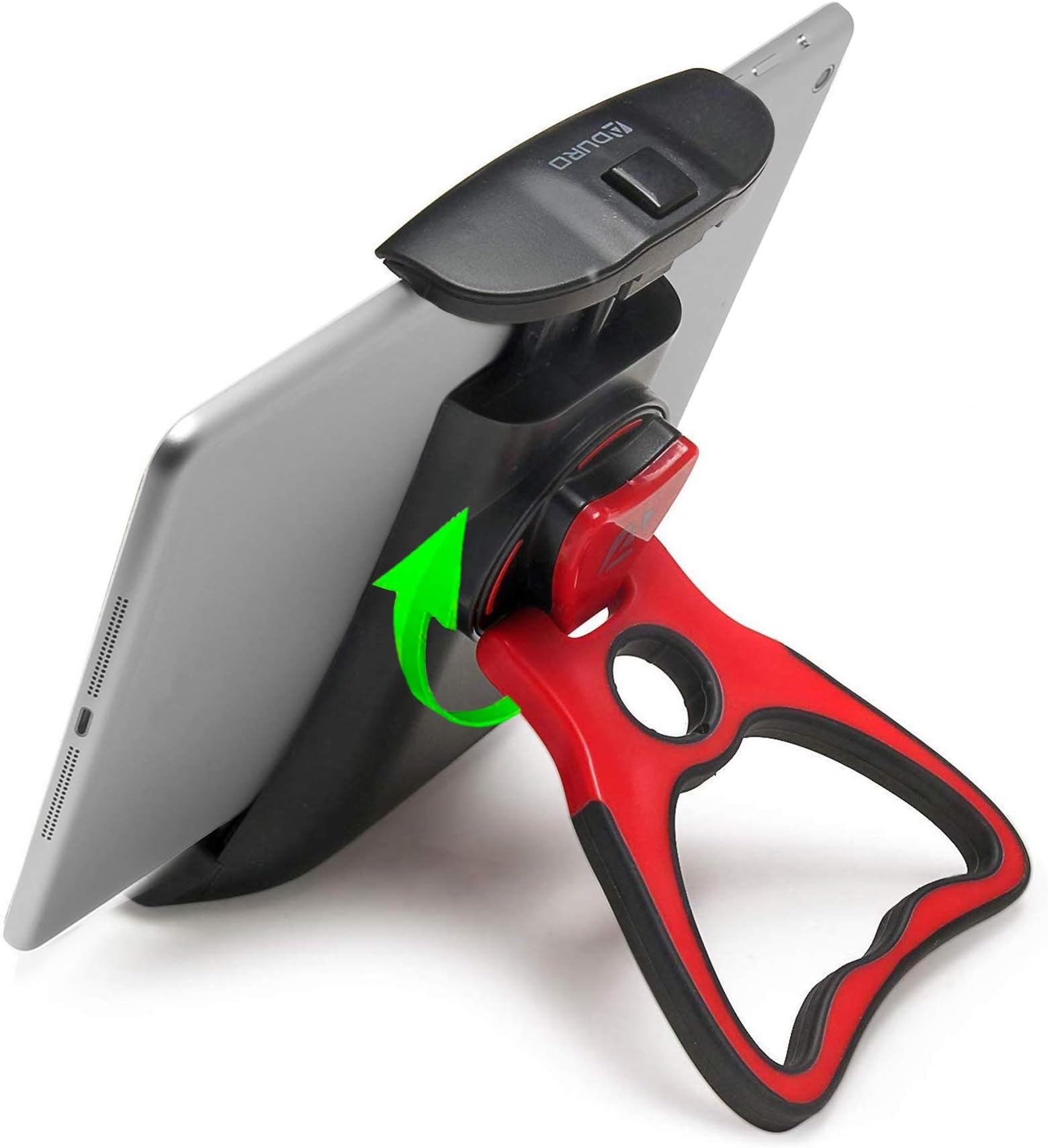 Aduro U-Grip compatible with iPad Tablet Stand Holder [Easy-Grip] Adjustable Multi-Angle Universal Desk Mount for Tablets (Black/Red)