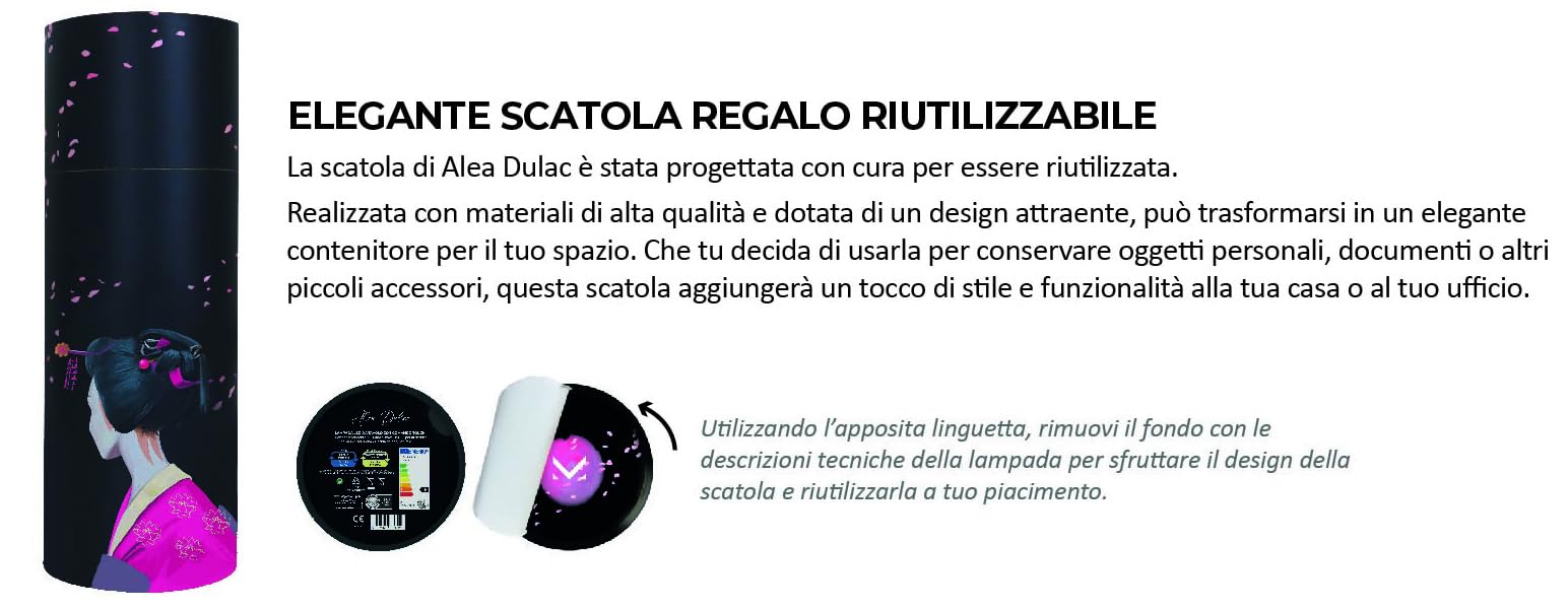 Majestic ALEA DULAC JW - Lampada da tavolo LED senza fili ricaricabile, per interni ed esterni, H37cm, confezione regalo riutilizzabile, design registrato Geisha