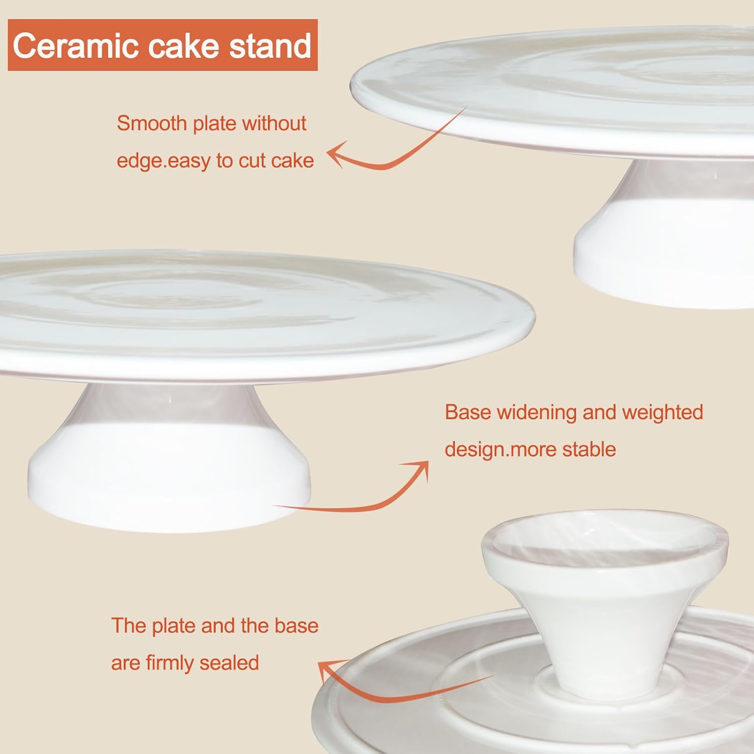 Porcelain Cake Stand for Wedding Chip-Resistant Pedestal Dessert Display with Dome Easy to Clean (12 Inch)