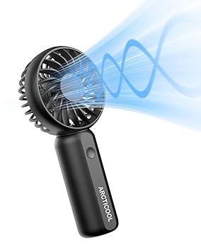 ARCTICOOL Portable Mini Fan - Rechargeable Hand Fan with 3 Adjustable Speeds, 2000mAh Battery, Lightweight Design, Low Noise, and Easy Portability for Indoor and Outdoor Use (Deep Black) - image, photos