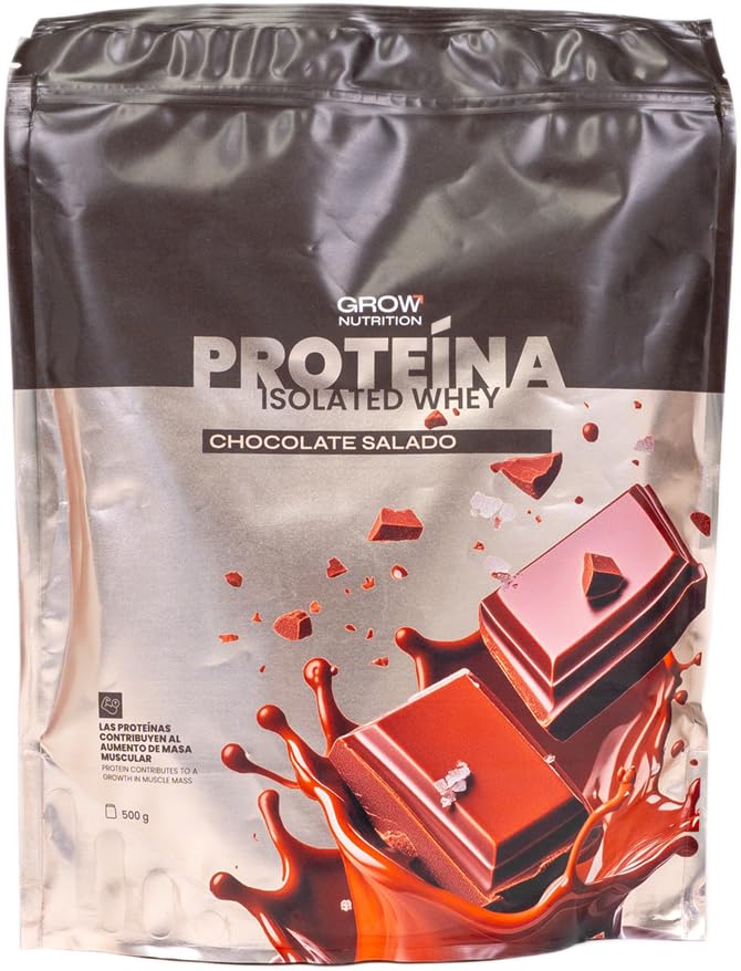 Grow Wellness - Proteina Aislada sabor Chocolate Salado | Ingredientes Premium | Envase de 500g