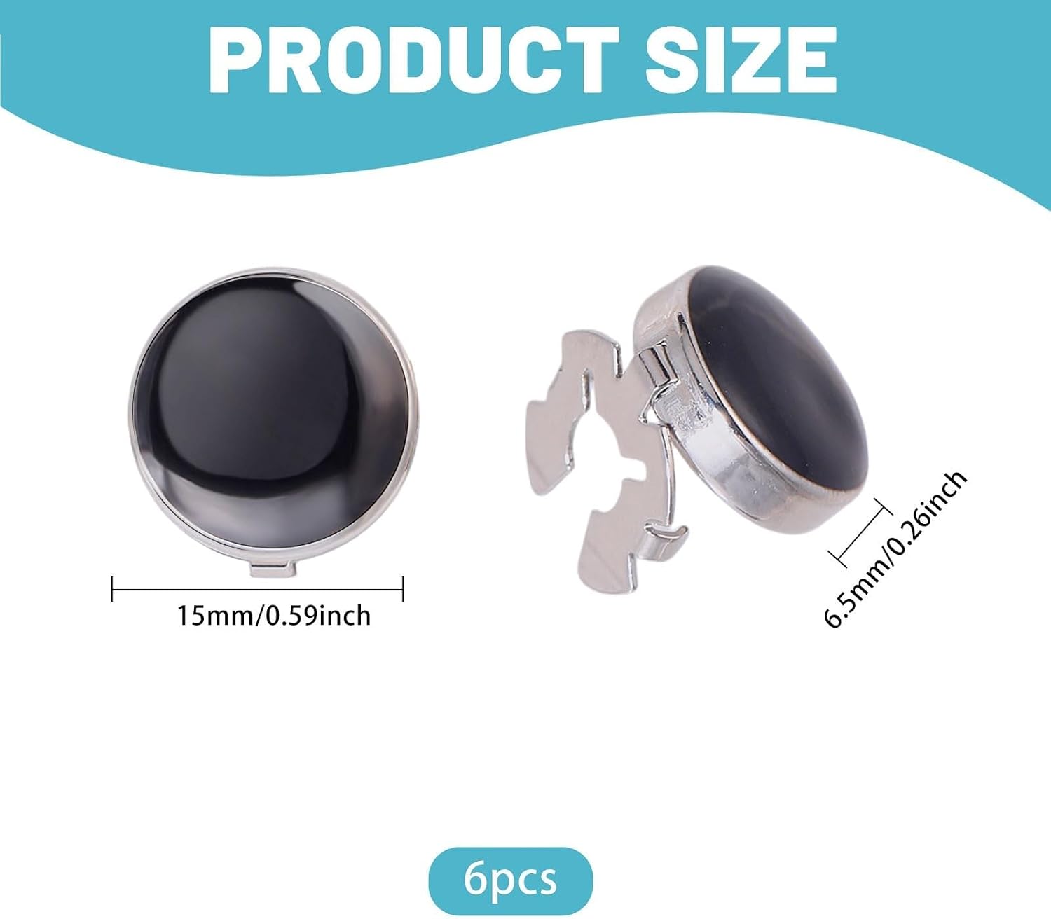 GLOBLELAND 6 Pcs Cufflinks Shirt Button Covers 0.6 inch Cuff Buttons with Enamel for Men Shirts Round Cuff Button Cover for Formal Wedding Banquet Ceremony Business Father's Day
