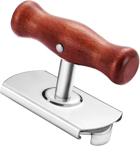 Alaaner Abrelatas multifunción Abrebotellas Abrelatas de acero inoxidable con mango de madera Fácil giro apagado