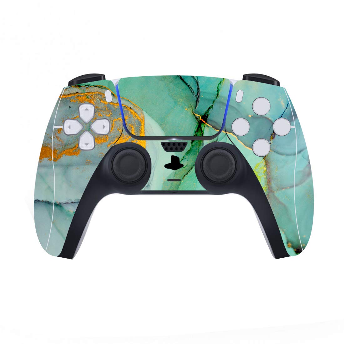 playvital Turquoise Marble Effect Full Set Skin Decal for ps5 Console Disc Edition,Sticker Vinyl Decal Cover for ps5 Controller & Charging Station & Headset & Media Remote - 4