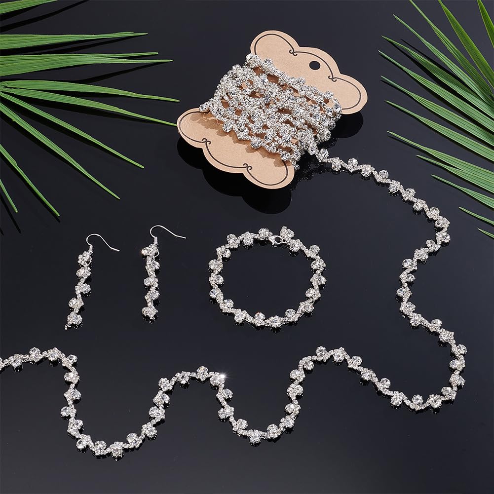 UNICRAFTALE 2,5 Yards, catena di cristallo argentato, strass stretti, catenine con carta per biglietti, fai da te, vestiti, matrimoni, gioielli da sposa