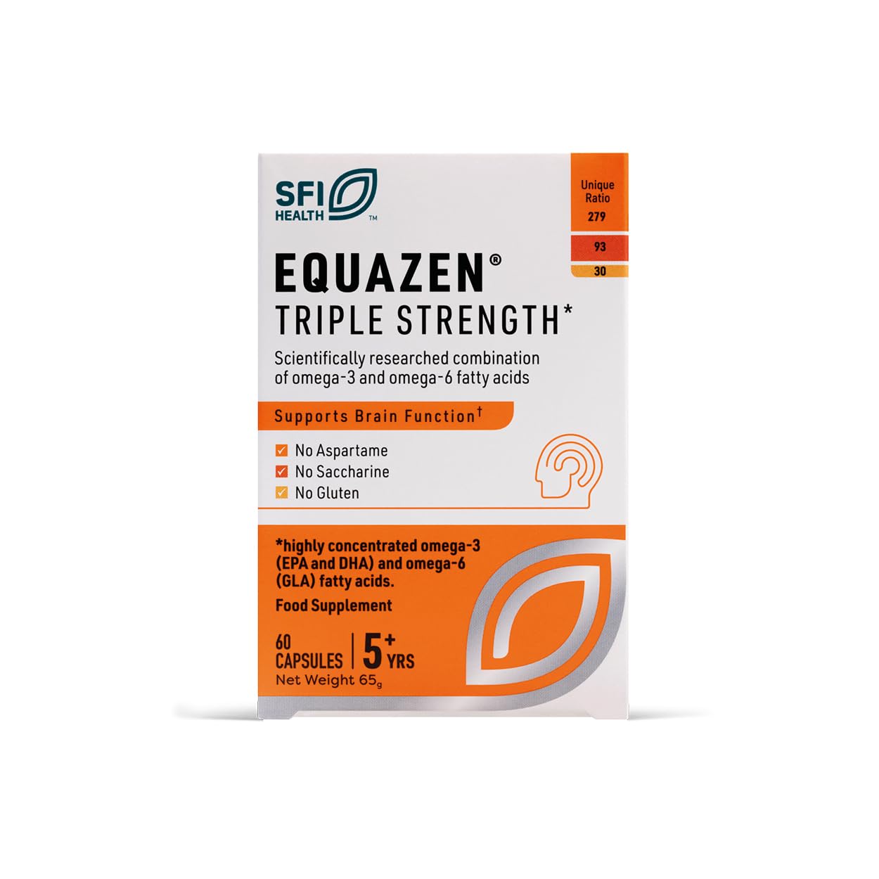 Equazen® Omega 3 & 6 Triple Strength Capsules, Brain & Cognitive Support, DHA, EPA & GLA, Clinically Researched 9:3:1 Formula, High Strength One-A-Day, No Fishy Aftertaste, 60 Pack