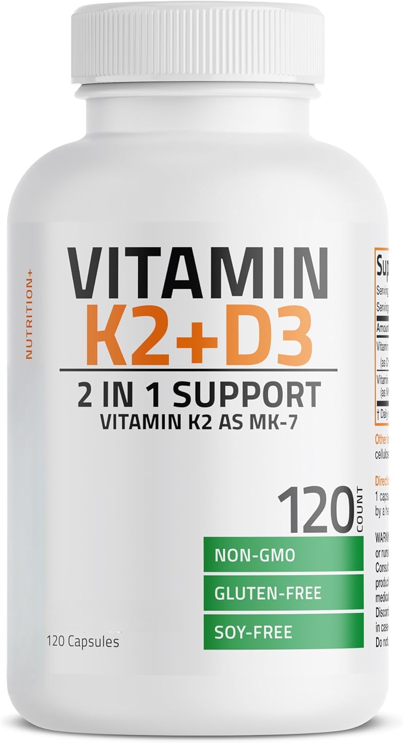 Complesso D & K di vitamina K2 (MK7) facile da deglutire con potenziamento di calcio