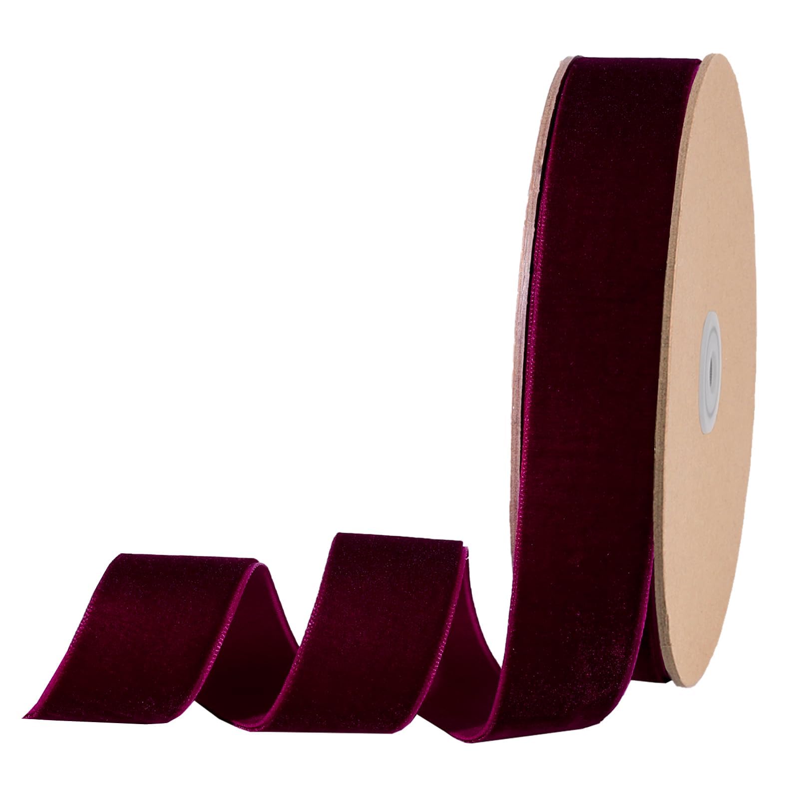 LaRibbons Nastro di velluto bordeaux, 2,5 cm x 23 m