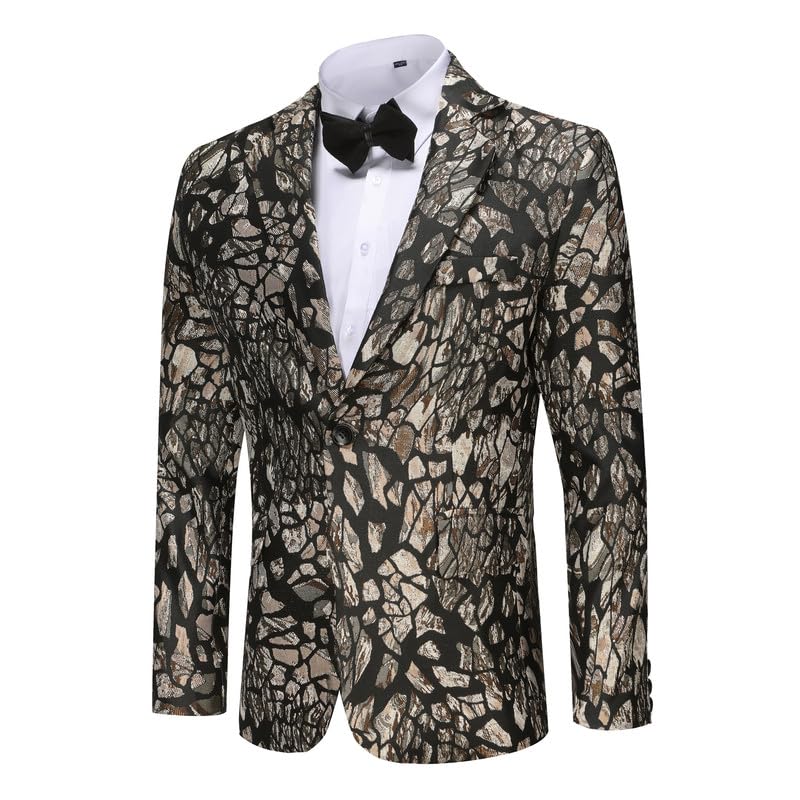 Image of Men's Blazers Leopard Print Notched Lapel Suits Slim Fit Sequins Tuxedo Stylish Sport Coats Jackets