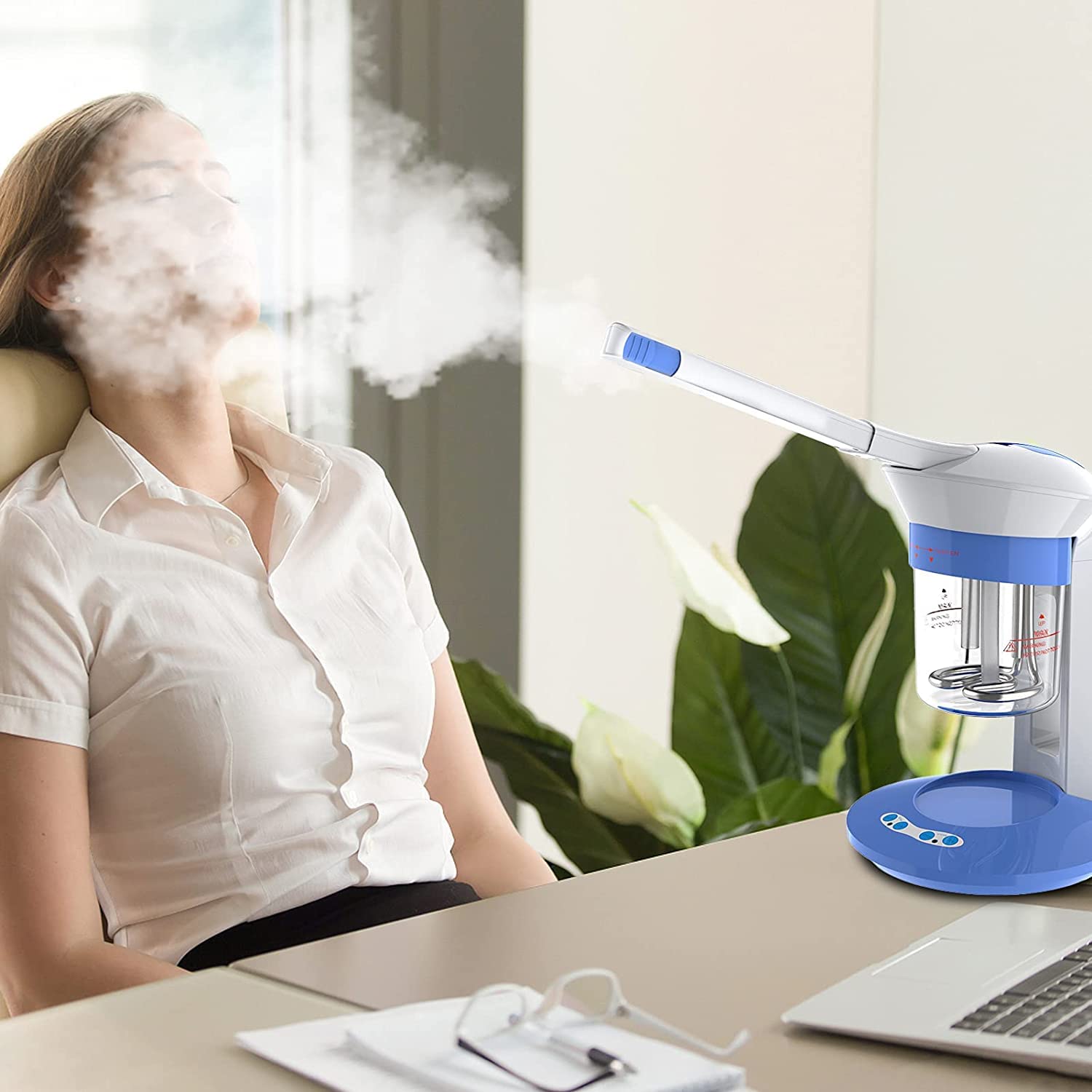 Vaporizador Facial de Ozono para Limpieza y Sauna - Abre Poros, Pulsa en Profundidad - Uso en Mesa, 220V