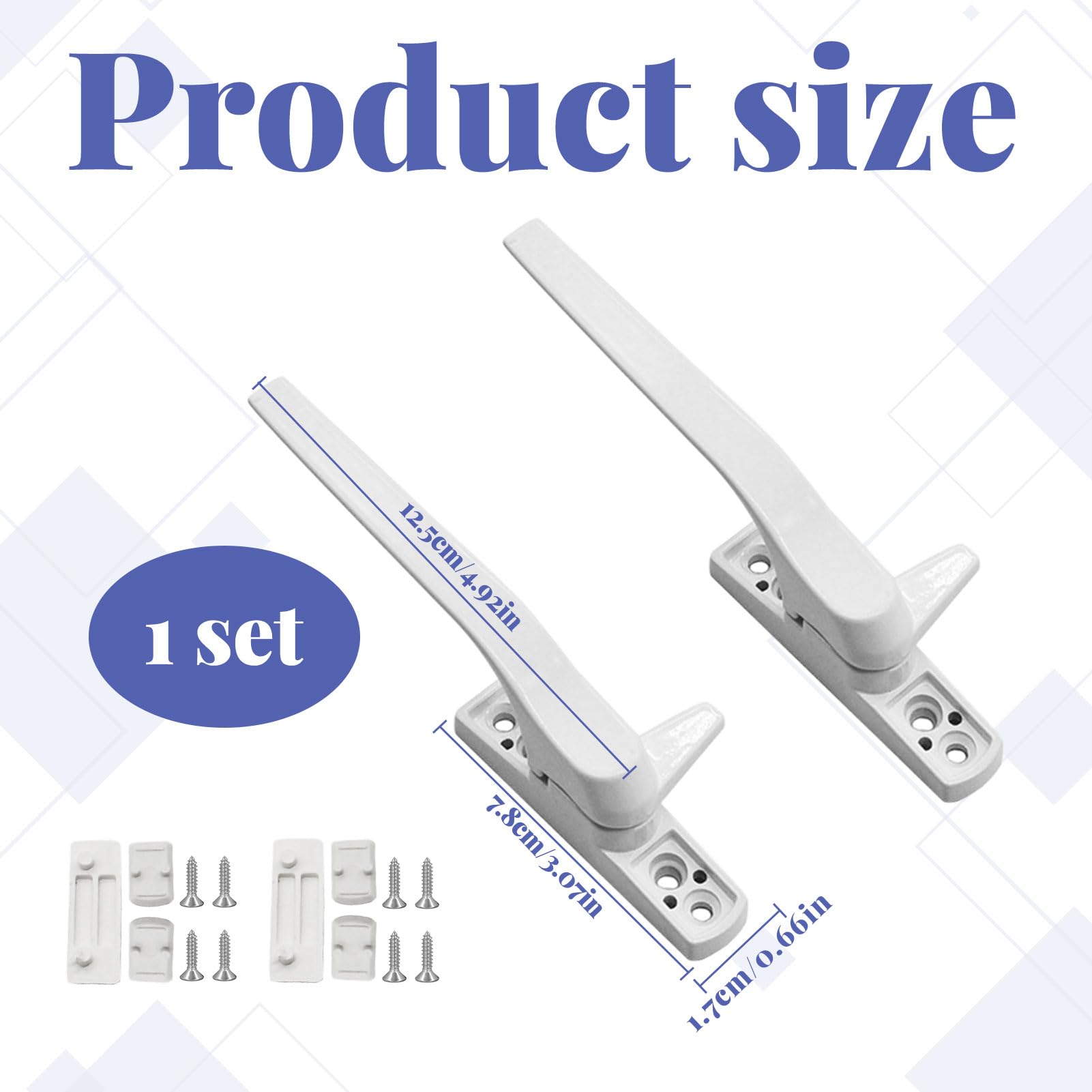 Window Handle,2 PCS Double Glazing UPVC Window Handles,White Cockspur Window Handle Replacement Kit,Right Hand,Handle Lever for Windows and Sliding Doors - Image 2