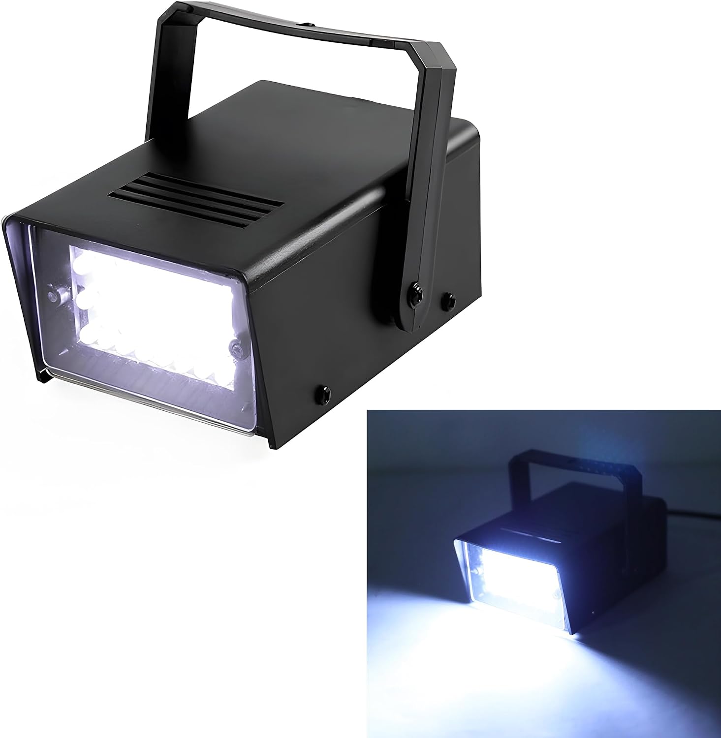 24 Super Bright LED Mini Strobe Light White Color Party Stage Light | Variable Speed Control Mini 24 LEDs Strobe Light for Christmas Clubs Stage Light Effect DJ Disco Bars Party Halloween(White)