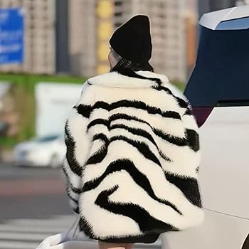 Amazon | [RAMEMO] ゼブラ柄 毛皮コート レディース フェイク