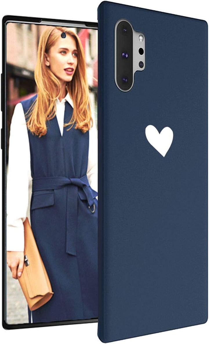 Topwin Galaxy Note 10+ Plus/Pro/5G Soft TPU Case, Cute Matter Love Heart Pattern Ultra Slim Couple Case for Lovers Flexible Light Weight TPU Protective for Samsung Galaxy Note 10+ 6.8'' (Blue)