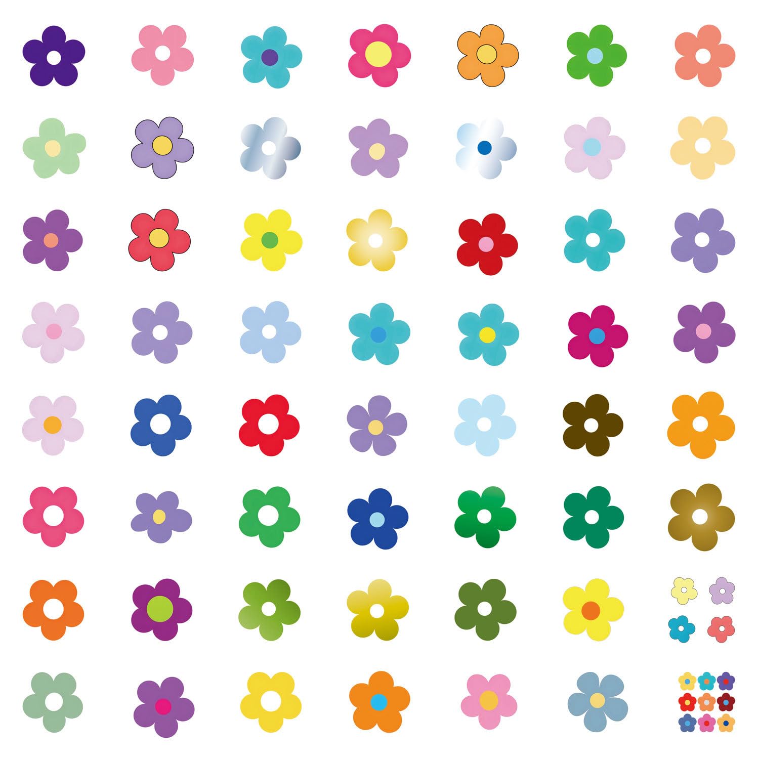 60PCS Cartoon Mini Flower Graffiti Waterproof Stickers for Kids Teens Adults Boys Girls,Natural Botanical Flower Decals Decoration Laptops Journal Water Bottle Luggage Bike Helmet Computer Skateboard - Image 2