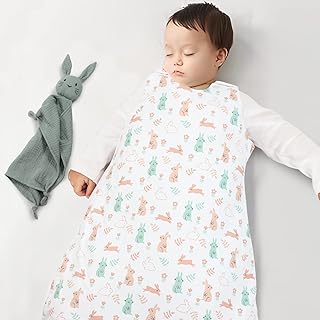 VigorSpring 2023 New Sleep Sack and Comforter 2pk for Babies 3-20 Month 1.5 tog, Baby Cotton Transitional Swaddle Sack, Cute Bunny Ultra Soft Blanket